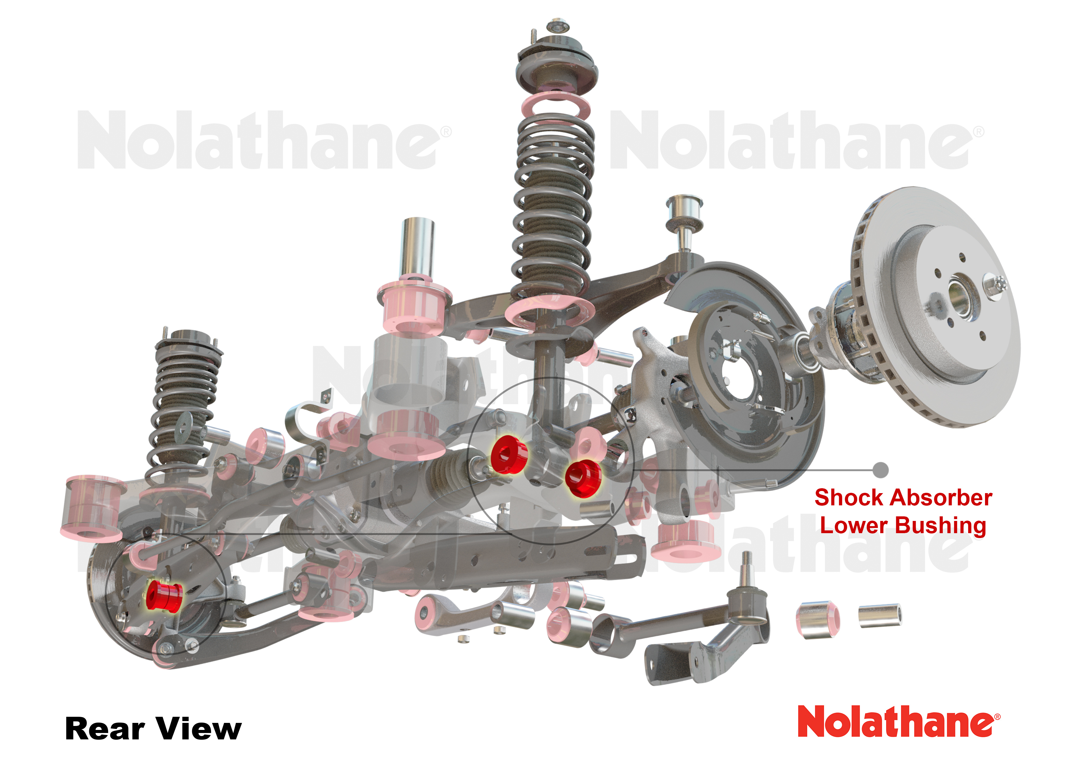 Nolathane REV128.0026 Shock Absorber Bushing Rear; Fits